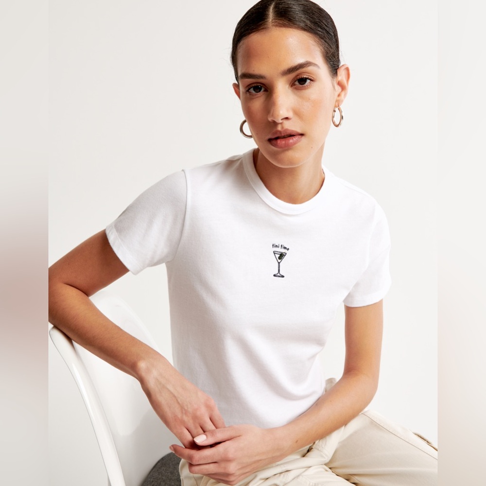 Abercrombie Skimming Tee Martini Tini Time White